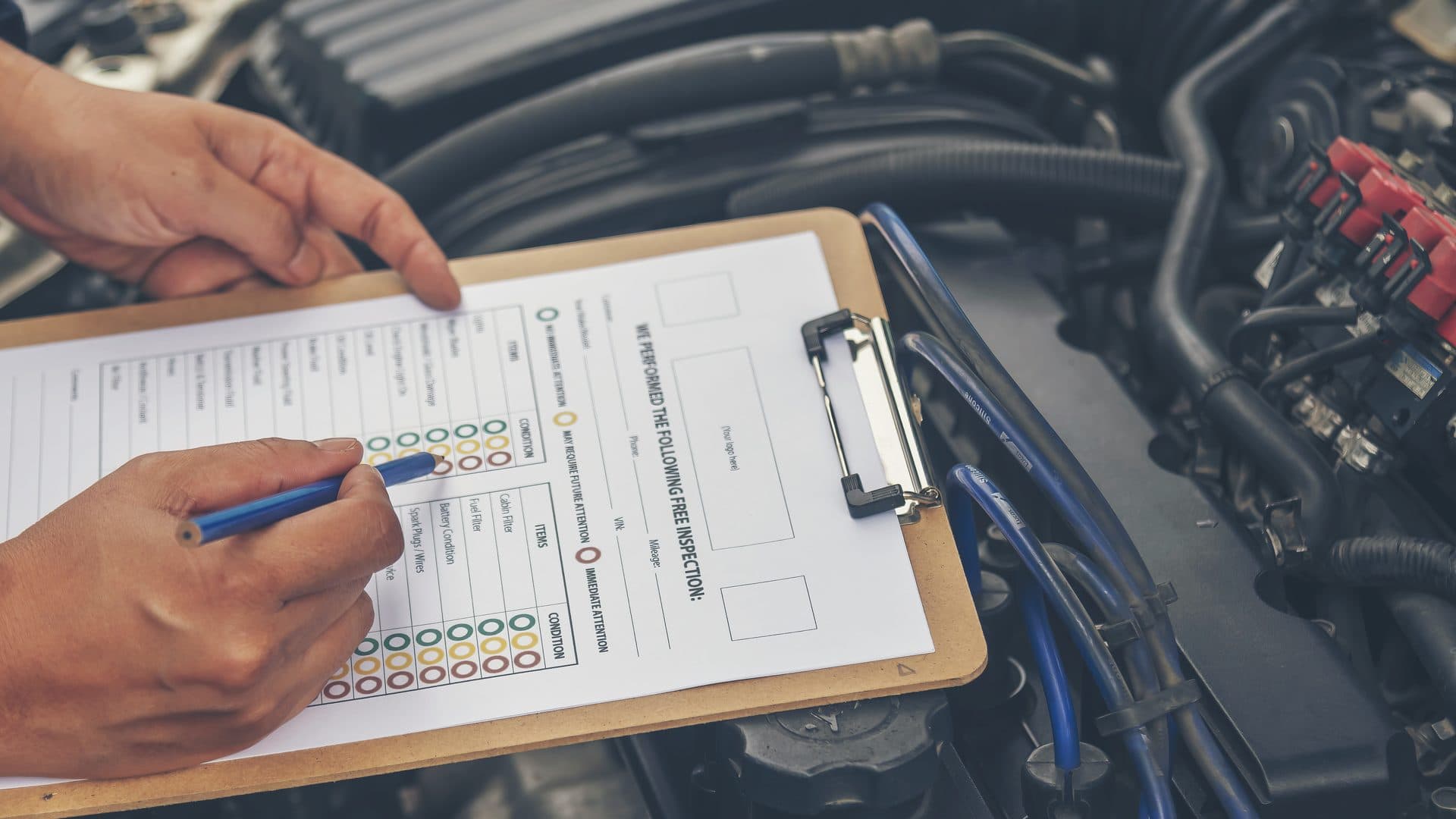 Front of a used car ready for a pre-purchase inspection
